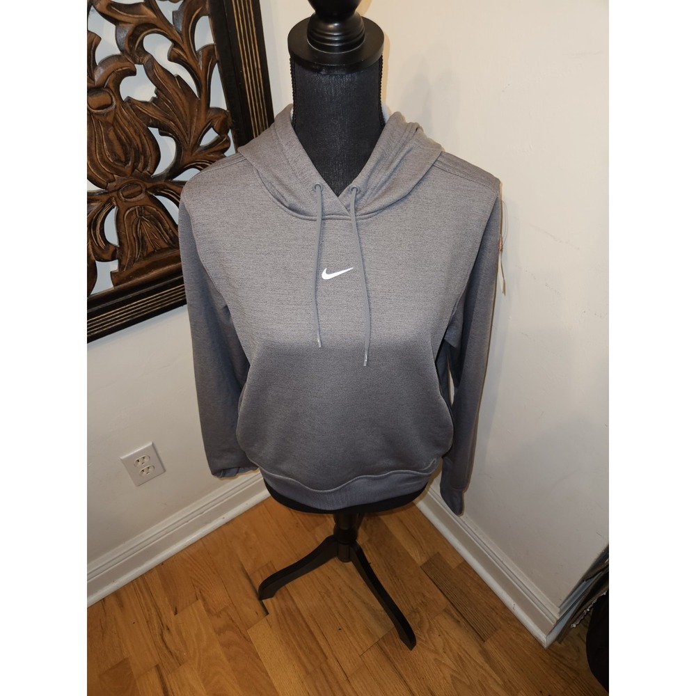 Nike Therma-FIT Gray Fleece Pullover Hoodie Womens LG Long Sleeve Sweatshirt